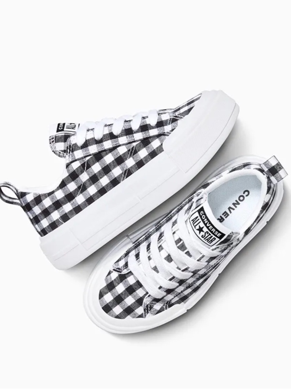 Converse Kids Black & White Gingham Low Top Sneakers